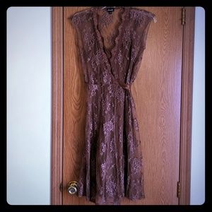 Brown dress with lace overlay